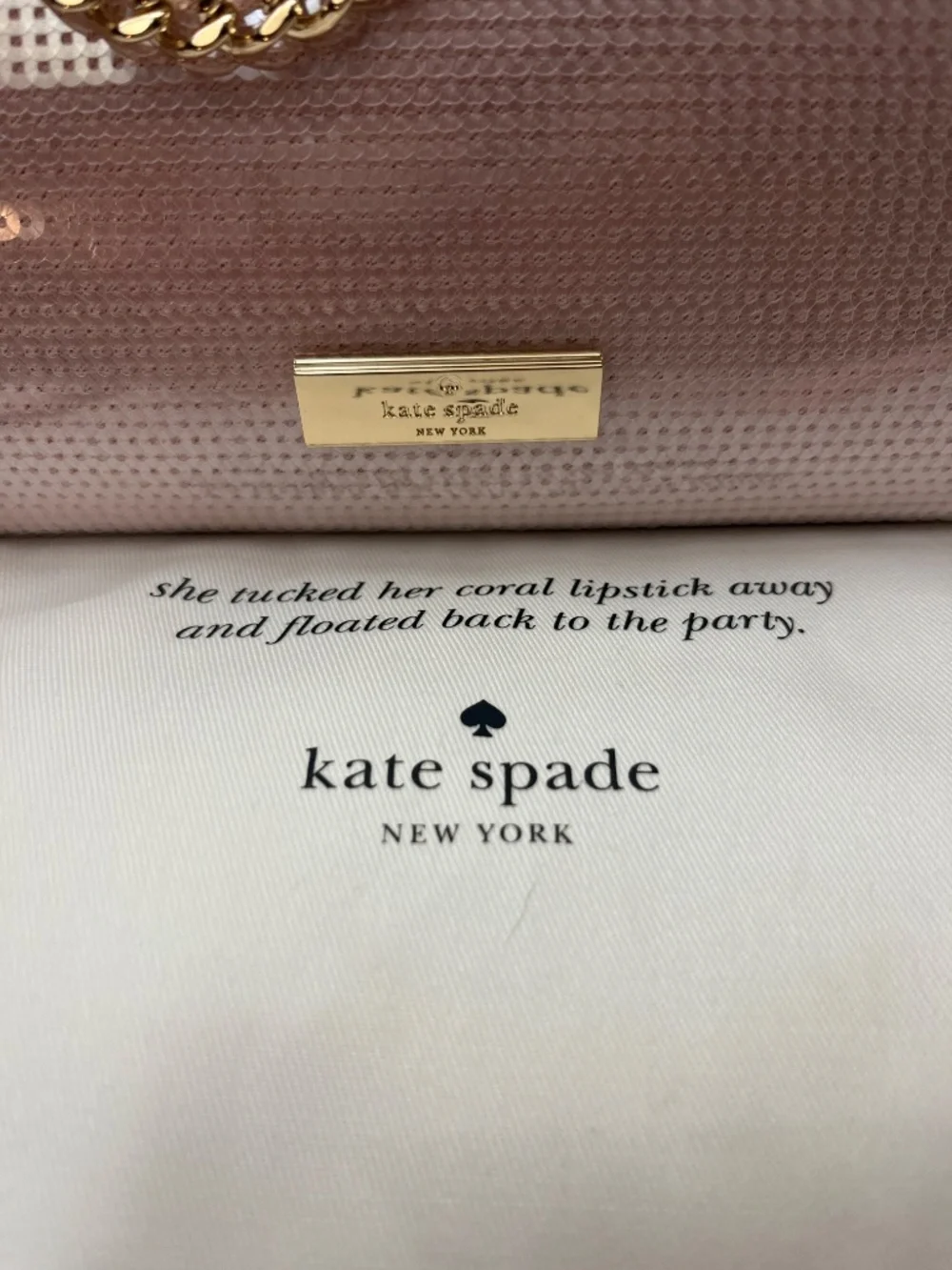 NWT Kate Spade Madison Sequin/Leather Convertible Crossbody.  Rose Smoke/Pink.